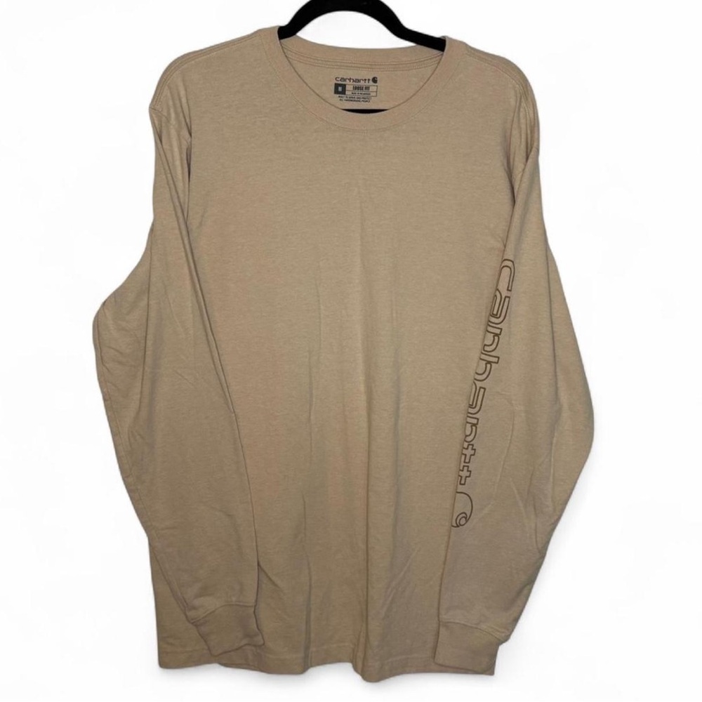 Carhartt Tan Long Sleeve Shirt Men’s M Workwear Logo Tee